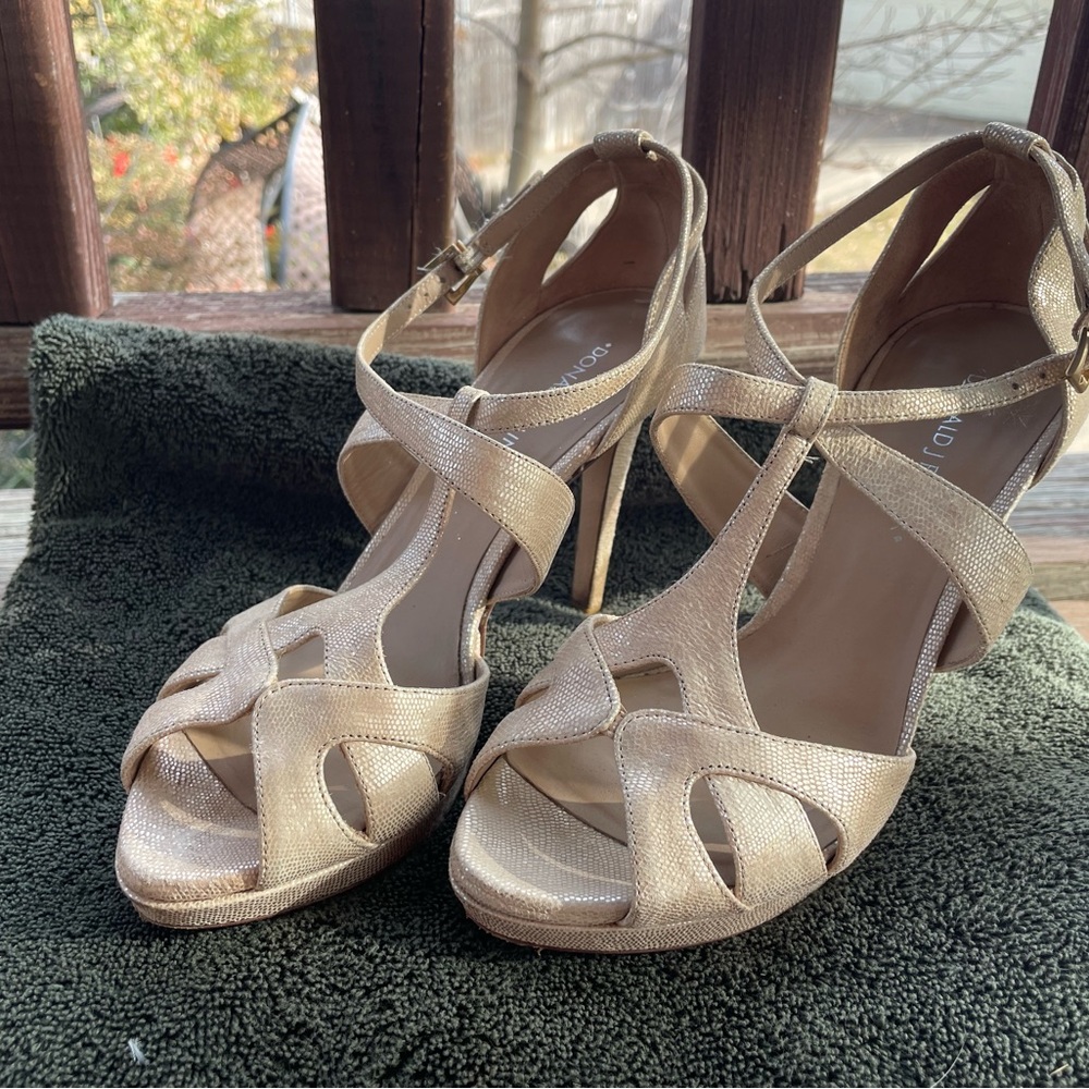 Donald J. Pliner Shimmering Gold Strappy Heels